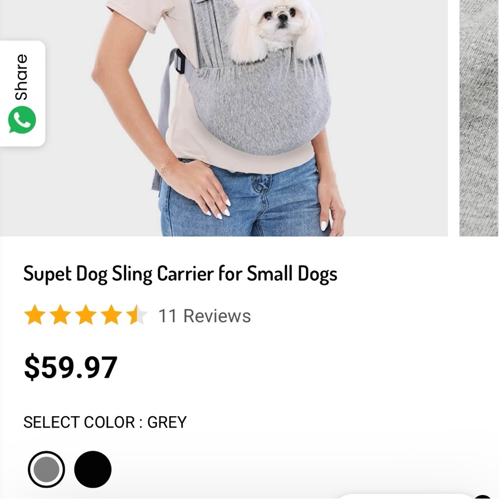 Supet gray Small/Medium Dog Carrier, wear as sling or over both shoulders! NWOT!